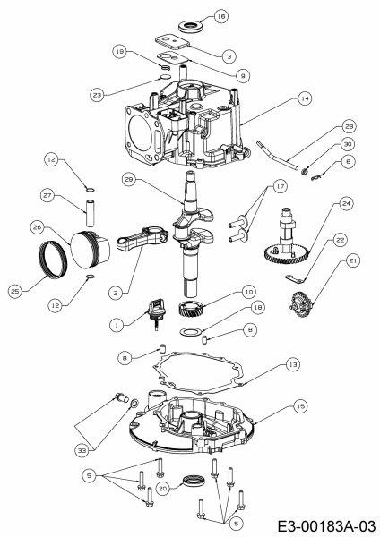 Ersatzteile MTD-Motoren Vertikal 1T65NUB Typ: 752Z1T65NUB  (2018) Kolben, Kurbelwelle, Nockenwelle, Pleuel