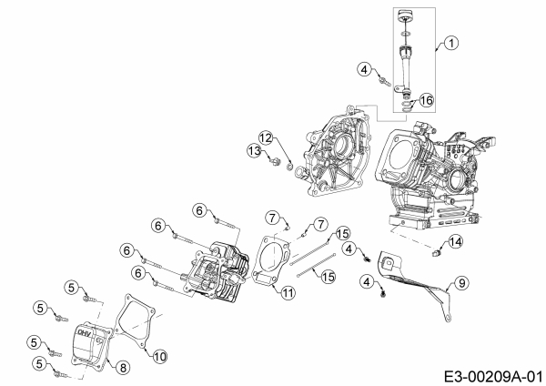 Ersatzteile MTD-Motoren Horizontal 370-JHA Typ: 752Z370-JHA  (2020) Ölablaßschraube, Ölmeßstab, Zylinderkopfdeckel