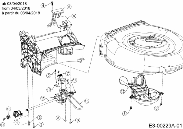 Ersatzteile MTD Benzin Rasenmäher mit Antrieb Smart 42 SPO Typ: 12D-LASJ600  (2018) Getriebe, Keilriemen ab 03/04/2018 