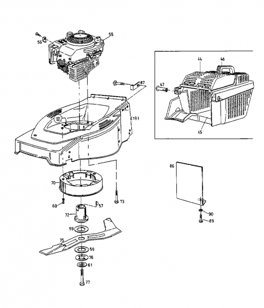 Ersatzteile Gutbrod Motormäher HB 48 L Typ: 11A-T58V604  (1998) Grasfangkorb, Messer, Motor