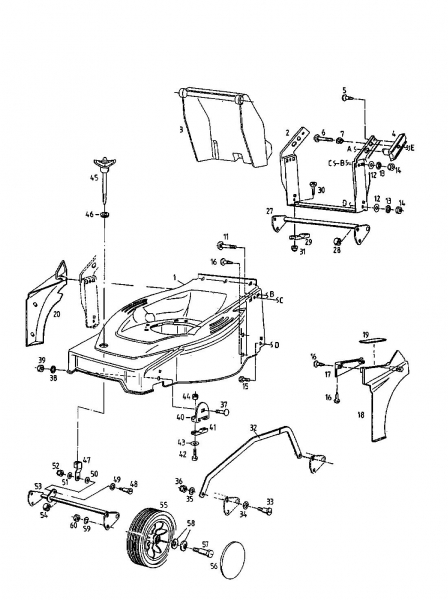 Ersatzteile Gutbrod Motormäher HB 42 L Typ: 11A-L56Z604  (1998) Höhenverstellung, Räder vorne