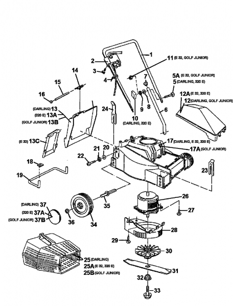Ersatzteile Gutbrod Elektromäher Darling Typ: 18A-A3C-604  (1998) Grundgerät