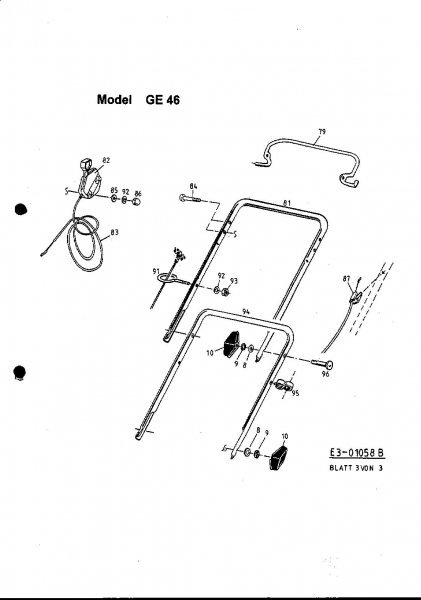 Ersatzteile MTD Benzin Rasenmäher ohne Antrieb GE 46 Typ: 11A-T34Z678  (1998) Holm 