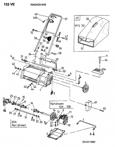 Ersatzteile Golf Elektrovertikutierer 133 VE Typ: 16AEA0D-648  (2002) Grundgerät