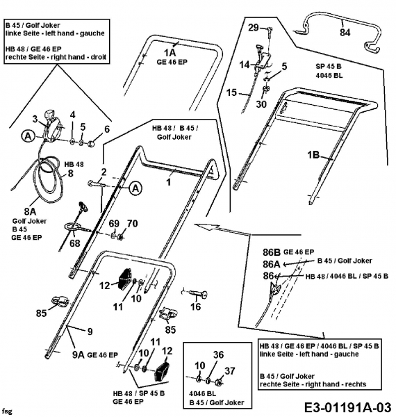 Ersatzteile MTD Benzin Rasenmäher ohne Antrieb GE 46 EP Typ: 11A-T02Z678  (1998) Holm 