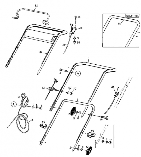 Ersatzteile Euro Tool Motormäher 450 B Typ: 11A-T15Z642  (1998) Holm