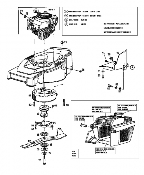 Ersatzteile Gutbrod Motormäher mit Antrieb HB 48 R Typ: 12A-T14Z604  (1998) Grasfangkorb, Messer, Motor