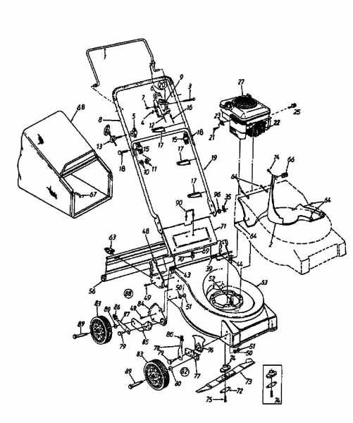 Ersatzteile MTD Benzin Rasenmäher ohne Antrieb GE 46 E Typ: 11A-660A678  (1998) Grundgerät 