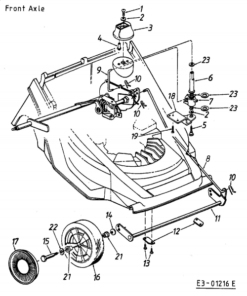 Ersatzteile Lawnflite Motormäher mit Antrieb 991 SPB Typ: 12B-634A611  (2001) Höhenverstellung, Räder vorne