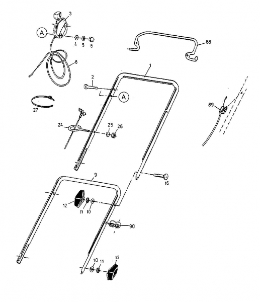 Ersatzteile MTD Benzin Rasenmäher ohne Antrieb GE 40 Typ: 11B-L00Z678  (1999) Holm 