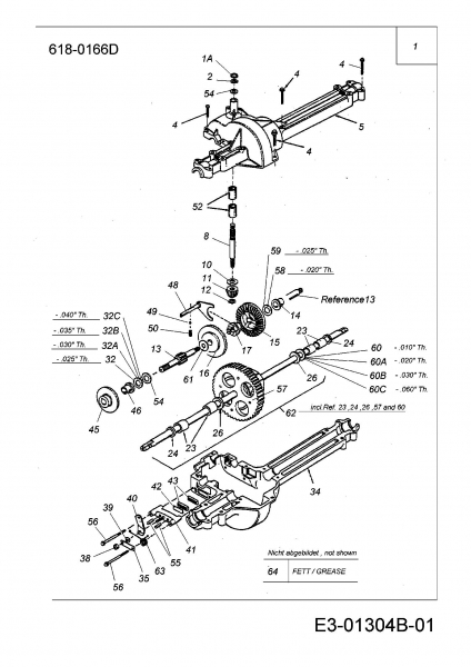 Ersatzteile MTD Rasentraktor 125/96 Typ: 13AH455F600  (2002) Getriebe 618-0166D 