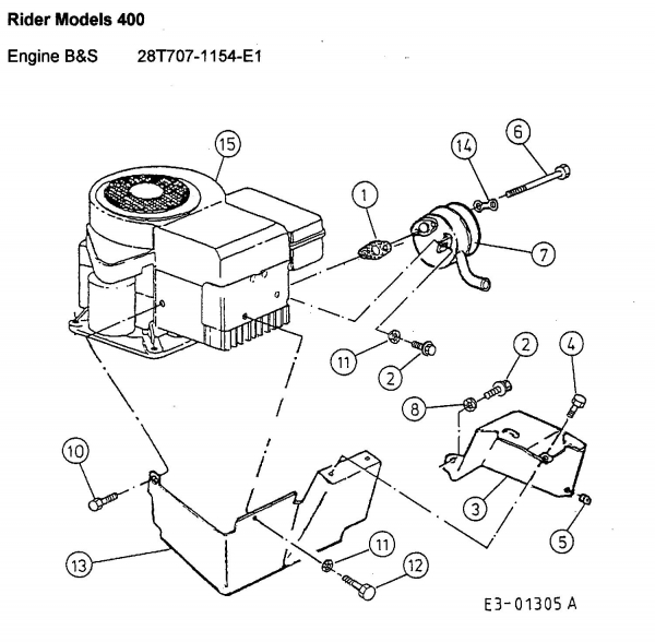 Ersatzteile MTD Rasentraktor B 125 Typ: 13BL470F678  (1998) Motorzubehör 