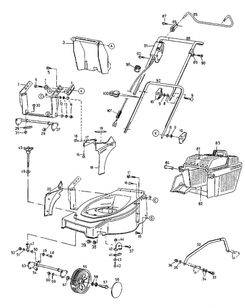 Ersatzteile MTD Akku Rasenmäher B 40 Typ: 18BBL5P-678  (2000) Grundgerät 