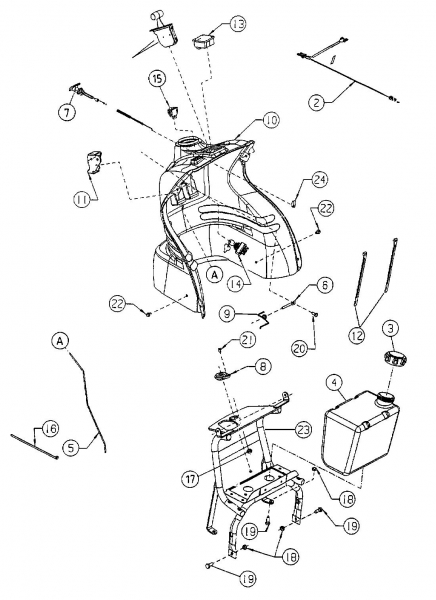 Ersatzteile Gutbrod Rasentraktoren Sprint SLX 92 RH Typ: 13AE416E690  (2000) Armaturenbrett, Tank