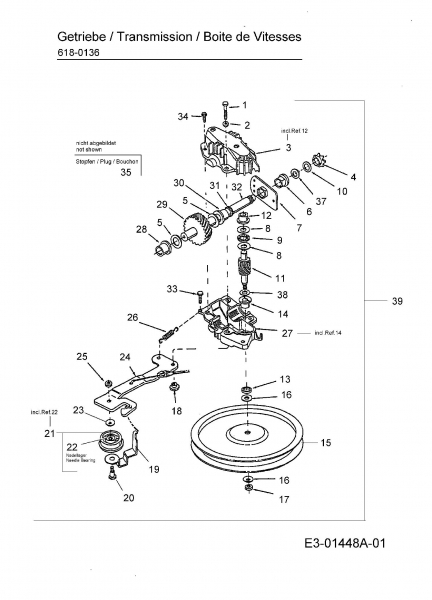 Ersatzteile Gutbrod Motormäher mit Antrieb HB 46 RB Typ: 12A-688R690  (2005) Getriebe 618-0136
