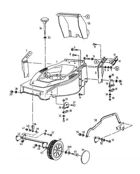 Ersatzteile MTD Benzin Rasenmäher mit Antrieb GES 45 C Typ: 12B-T38V678  (2000) Höhenverstellung, Räder 