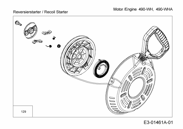 Ersatzteile MTD-Motoren Horizontal 490-WH Typ: 752Z490-WH  (2013) Reversierstarter