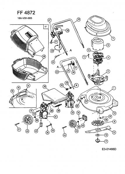 Ersatzteile MTD Elektro Rasenmäher ohne Antrieb FF 4872 Typ: 18A-V0H-665  (2004) Grundgerät 