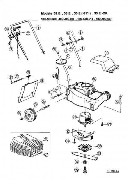 Ersatzteile Ok Elektromäher 33 EOK Typ: 18C-A0C-667  (2001) Grundgerät