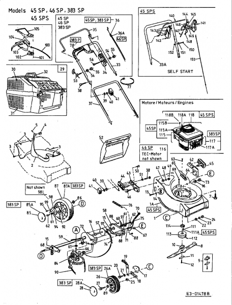 Ersatzteile MTD Benzin Rasenmäher mit Antrieb 46 SP Typ: 12A-613A600  (2002) Grundgerät 