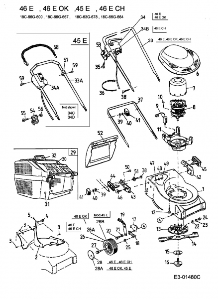 Ersatzteile Ok Elektromäher 46 EOK Typ: 18C-66G-667  (2003) Grundgerät