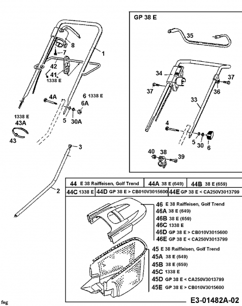 Ersatzteile Golf Elektromäher Trend Typ: 18B-G0E-648  (2000) Grasfangkorb, Holm