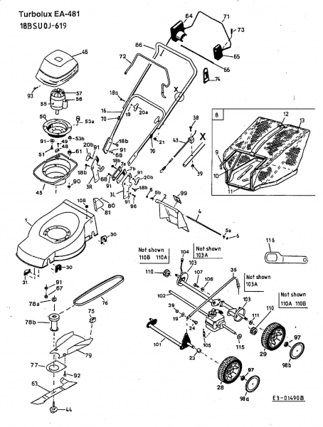 Ersatzteile Fleurelle Elektromäher EA 481 Typ: 18BSU0J-619  (2002) Grundgerät