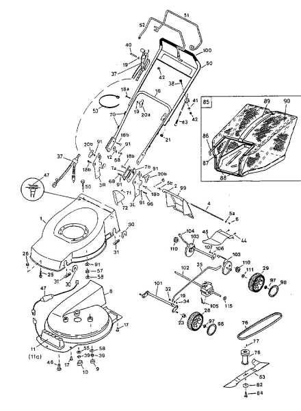 Ersatzteile Fleurelle Motormäher mit Antrieb BAE 531 Typ: 12BER03T619  (2000) Grundgerät