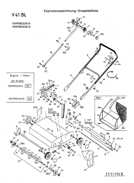 Ersatzteile Fleurelle Motorvertikutierer VERTILUX V 41 BL Typ: 16APM03U619  (2001) Grundgerät