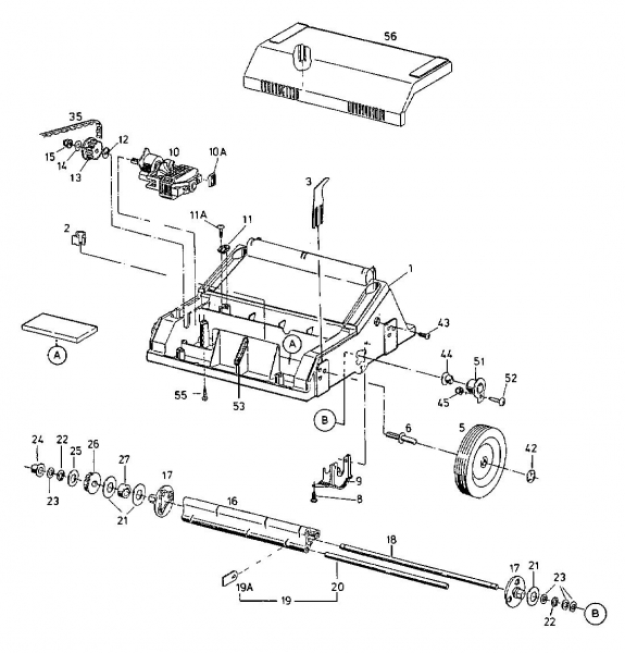 Ersatzteile Ok Elektrovertikutierer V 28 Typ: 16AED0I-667  (2001) Elektromotor, Messerwalze, Räder