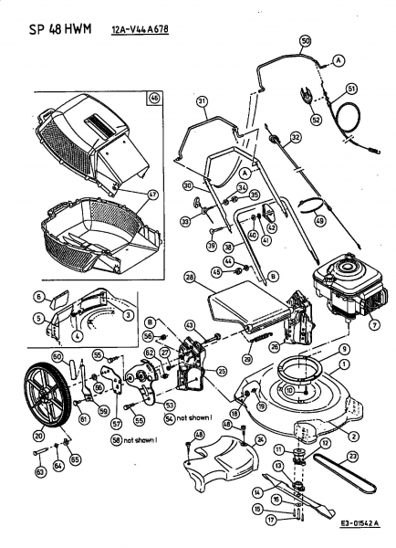 Ersatzteile MTD Benzin Rasenmäher mit Antrieb SP 48 HWM Typ: 12A-V44A678  (2001) Grundgerät 