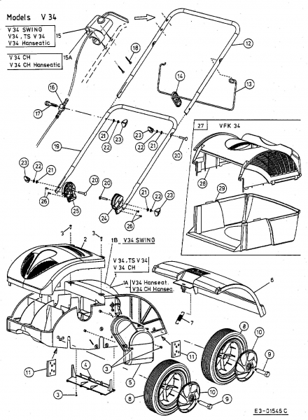Ersatzteile Hanseatic Elektrovertikutierer V 34 Typ: 16AEE0A-621  (2003) Grundgerät