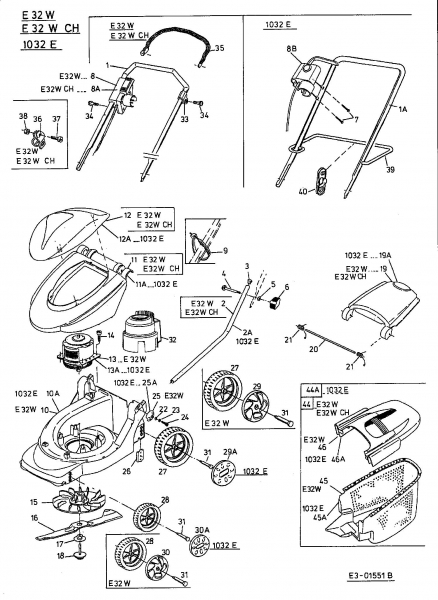 Ersatzteile Floraself Elektromäher 1032 E Typ: 18E-C3D-668  (2001) Grundgerät