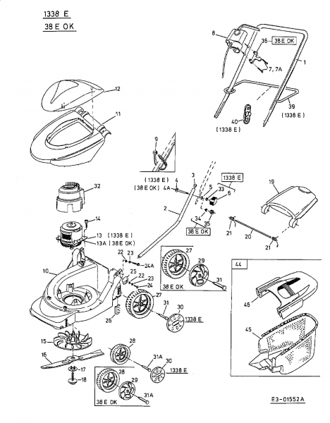 Ersatzteile Floraself Elektromäher 1338 E Typ: 18C-G0F-668  (2001) Grundgerät