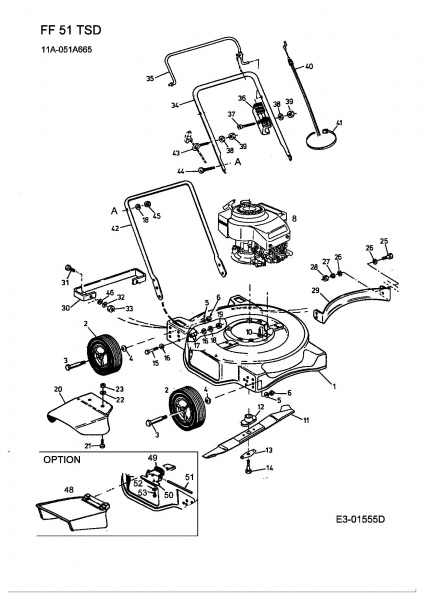 Ersatzteile MTD Benzin Rasenmäher ohne Antrieb FF 51 TSD Typ: 11A-051A665  (2003) Grundgerät 