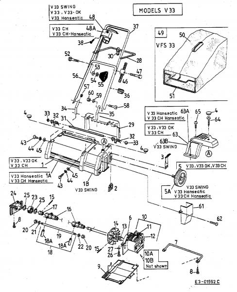 Ersatzteile Swing Elektrovertikutierer V 33 Typ: 16BEA1D-621  (2003) Grundgerät