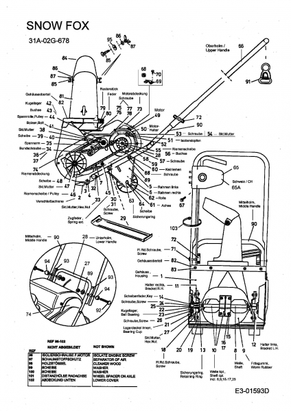 Ersatzteile MTD Schneefräse Snow Fox Typ: 31A-02G-678  (2004) Grundgerät 