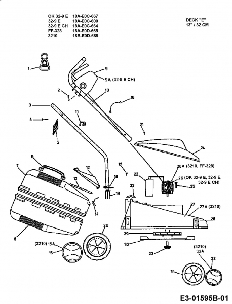 Ersatzteile Ok Elektromäher OK 32-9 E Typ: 18A-E0C-667  (2003) Grundgerät
