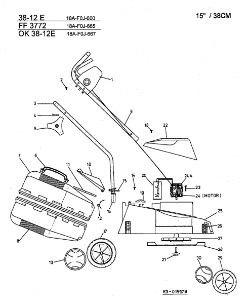 Ersatzteile Ok Elektromäher 38-12 EOK Typ: 18A-F0J-667  (2003) Grundgerät
