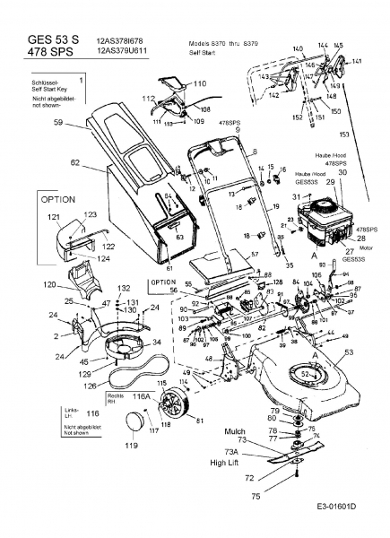 Ersatzteile MTD Benzin Rasenmäher mit Antrieb GES 53 S Typ: 12AS378I678  (2006) Grundgerät 