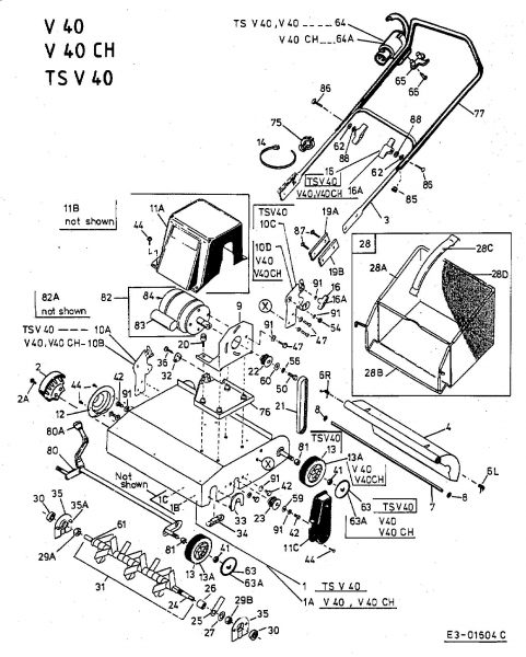 Ersatzteile Turbo Silent Elektrovertikutierer TSV 40 E Typ: 16BEM0G-667  (2003) Grundgerät