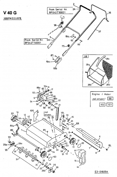 Ersatzteile MTD Benzin Vertikutierer V 40 G Typ: 16BPM02U678  (2002) Grundgerät 