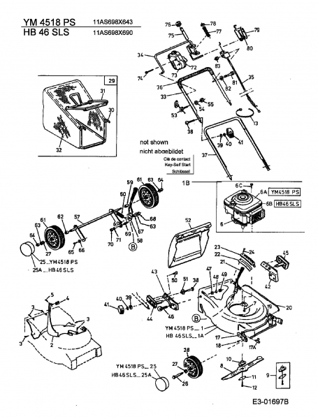 Ersatzteile Gutbrod Motormäher HB 46 SLS Typ: 11AS698X690  (2003) Grundgerät