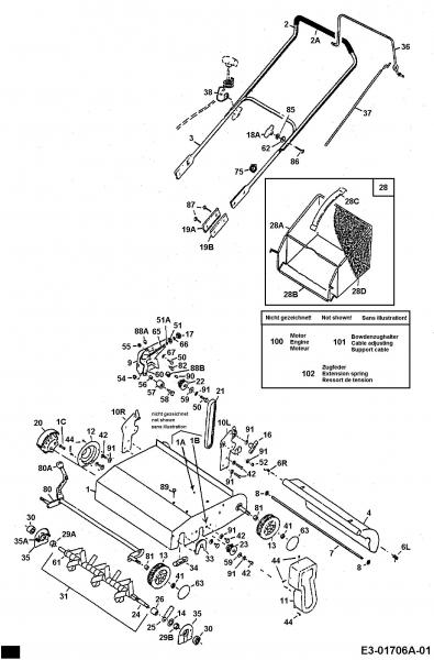 Ersatzteile Fleurelle Motorvertikutierer V 42 BL Typ: 16BPM02U619  (2003) Grundgerät