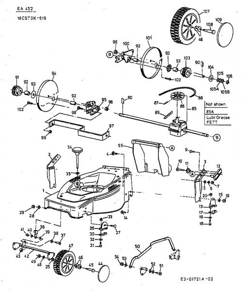 Ersatzteile Fleurelle Elektromäher EA 452 Typ: 18CST3K-619  (2003) Grundgerät