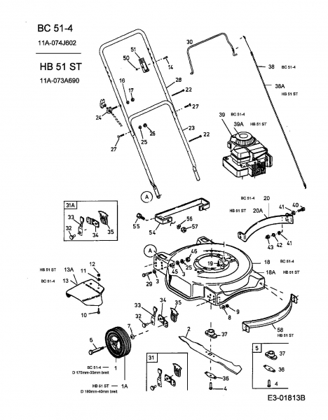 Ersatzteile Gutbrod Motormäher HB 51 ST Typ: 11A-073A690  (2003) Grundgerät