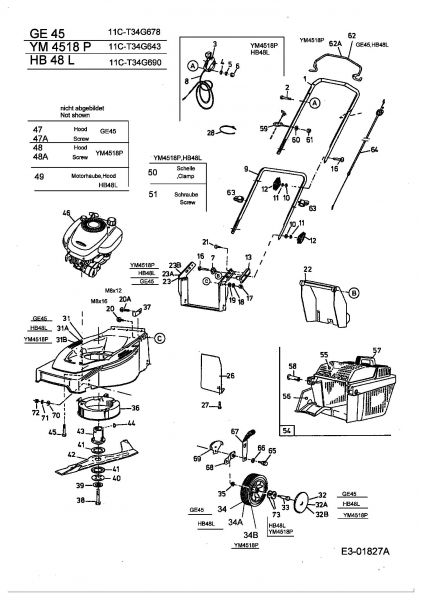 Ersatzteile Yard-Man Motormäher YM 4518 P Typ: 11C-T34G643  (2003) Grundgerät