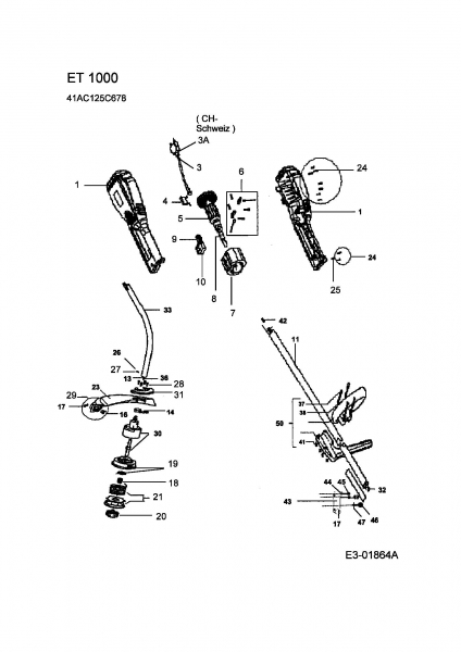 Ersatzteile MTD Elektro Rasentrimmer ET 1000 Typ: 41AC125C664  (2009) Grundgerät 