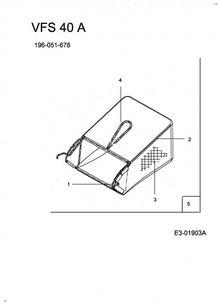 Ersatzteile MTD Elektro Vertikutierer VE 40 Typ: 16AF5AEA678  (2004) Fangsack 