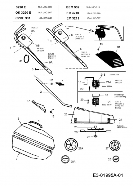 Ersatzteile Ok Elektromäher OK 3290 E Typ: 18A-U0C-667  (2005) Grundgerät
